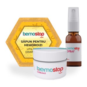 Set HemoStop® Dinamic, pentru oamenii in miscare, crema, spray, sapun pentru hemoroizi si fisuri anale